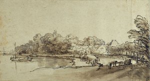 Bend in the Amstel near Kostverloren House by Rembrandt Harmensz. van Rijn