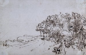 Copse at the head of the Amsteldijk near Trompenburg, c.1649 by Rembrandt Harmensz. van Rijn
