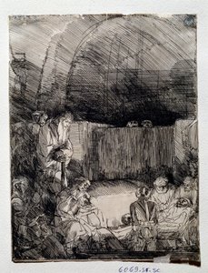 Exhibition of the body of the redeemer (Drawing by Rembrandt Harmenszoon van Rijn)