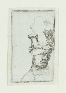 Head of a man in a high cap by Rembrandt van Rijn