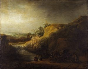 Landscape with Baptism of the Eunuch by Rembrandt Harmensz. van Rijn