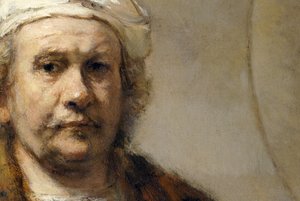 Rembrandt - Self Portrait (detail) by Rembrandt Harmensz. van Rijn