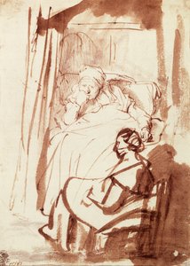 Saskia Lying in Bed, a Woman Sitting at Her Feet