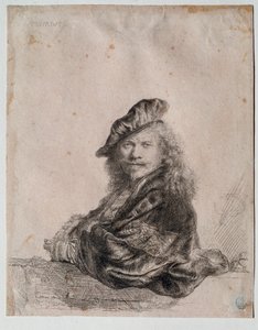 Self-Portrait. Painting by Rembrandt Harmenszoon van Rijn (1639) Gabinetto Disegni e Stampe, Uffizi, Florence