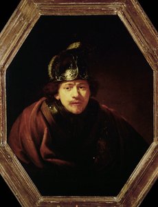 Self-Portrait with Helmet by Rembrandt Harmensz. van Rijn