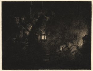 The Adoration of the Shepherds: A Night Piece, c.1657 by Rembrandt Harmensz. van Rijn
