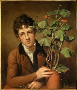 Portrait of the painter Rubens Peale (1784-1864) with a geranium