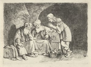 Joseph Interprets the Dreams of the Baker and the Cupbearer by Rembrandt van Rijn (follower of)