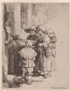 A Beggar Family Receiving Alms by Rembrandt van Rijn