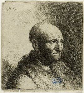Bald Man in a Fur Cloak: Bust by Rembrandt van Rijn