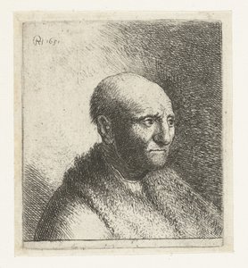 Bald Man in a Fur Cloak: Bust by Rembrandt van Rijn