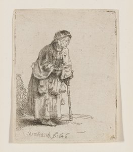 Beggar Woman Leaning on a Stick by Rembrandt van Rijn