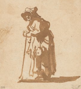 Beggar Woman Leaning on a Stick by Rembrandt van Rijn