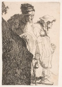 Beggar Man and Beggar Woman Behind a Bank