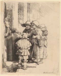Beggars Receiving Alms at the Door of a House by Rembrandt van Rijn