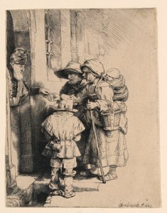 Beggars Receiving Alms at the Door of a House by Rembrandt van Rijn