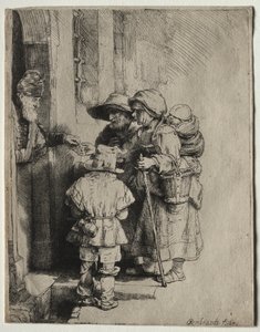 Beggars Receiving Alms at the Door of a House by Rembrandt van Rijn