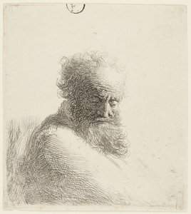 Bust of an Old Man, Looking Down, Three-Quarters Right by Rembrandt van Rijn