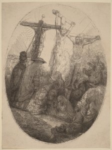 Christ Crucified between the Two Thieves: an Oval Plate by Rembrandt van Rijn
