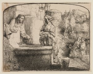Christ and the Woman of Samaria: An Arched Print