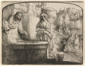 Christ and the Woman of Samaria: an Arched Print