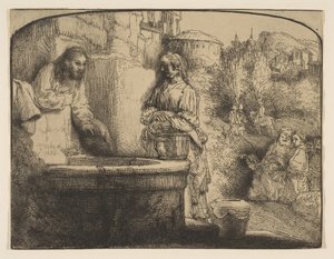Christ and the Woman of Samaria: an Arched Print, 1658