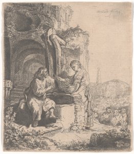 Christ and the woman of Samaria among ruins, 1634 by Rembrandt van Rijn
