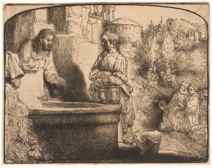 Christ and the Woman of Samaria: An Arched Print