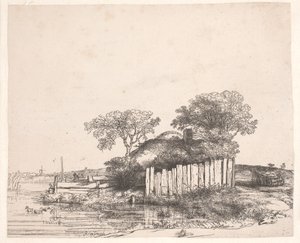 Cottage with a White Paling by Rembrandt van Rijn