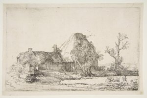 Cottages and Farm Buildings with a Man Sketching, ca. 1645