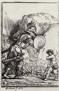 David and Goliath (Illustration for Piedra Gloriosa by Menasseh ben Israel) by Rembrandt van Rijn
