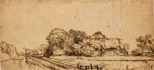 Farm Buildings beside a Road by Rembrandt van Rijn