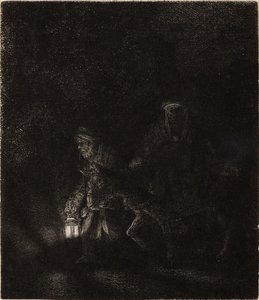 Flight into Egypt: A Night Piece by Rembrandt van Rijn
