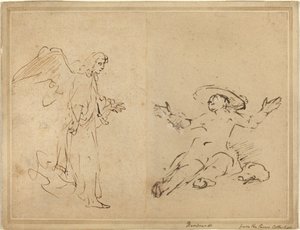 Hagar Seated at the Fountain by Rembrandt van Rijn