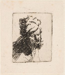 Head of a Man in a Fur Cap, Crying Out by Rembrandt van Rijn