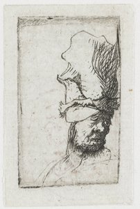 Head of a Man in a High Cap by Rembrandt van Rijn