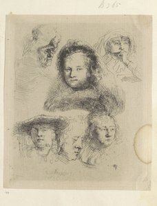 Head Studies of Saskia and Others (Collection of Eighty-Five Original Prints series) by Rembrandt van Rijn