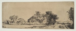 Landscape with a Farmhouse Along a Road Beside a Canal by Rembrandt van Rijn