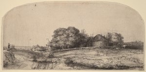 Landscape with a Hay Barn and a Flock of Sheep by Rembrandt van Rijn
