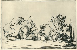 Landscape with Two Cottages by Rembrandt van Rijn