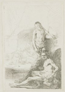 Male Nude, Seated and Standing by Rembrandt van Rijn