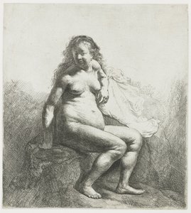 Naked Woman on a Mound by Rembrandt van Rijn