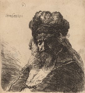 Old Bearded Man in a High Fur Cap, with Eyes Closed