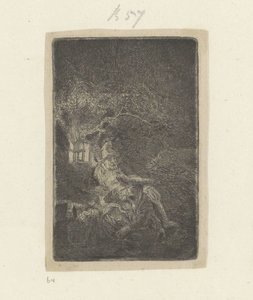 Rest on the Flight into Egypt at Night by Rembrandt van Rijn