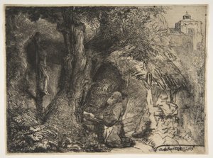 Saint Francis beneath a Tree, Praying by Rembrandt van Rijn