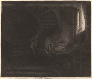 Saint Jerome in a Dark Chamber by Rembrandt van Rijn