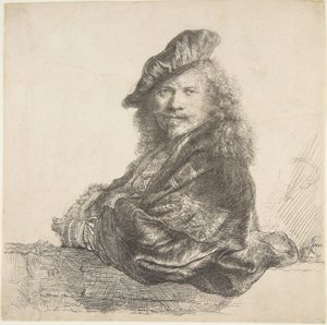 Self-Portrait, Leaning on a Stone Wall