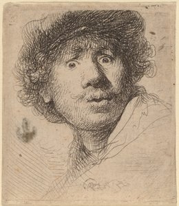 Self-Portrait in a Cap, Open-Mouthed by Rembrandt van Rijn