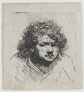 Self-portrait leaning forward: bust by Rembrandt van Rijn