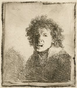 Self-portrait Open Mouthed, as if Shouting: Bust by Rembrandt van Rijn